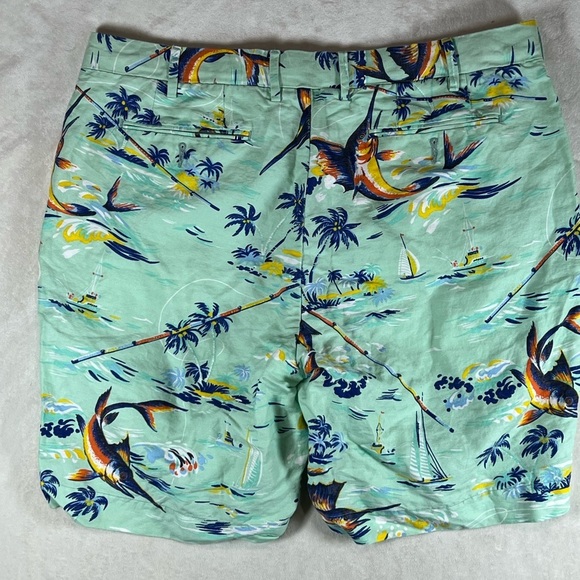 Polo Ralph Lauren Linen Blend 38W 6” Inseam Classic Fit Green Flat Front Shorts - Picture 7 of 10